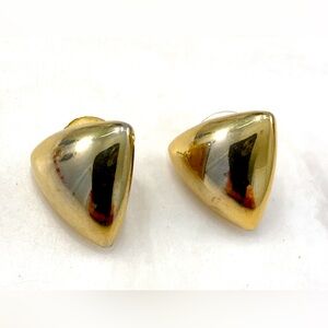 Anne Klein Shiny Gold Triangular Dome Clip-On Earrings